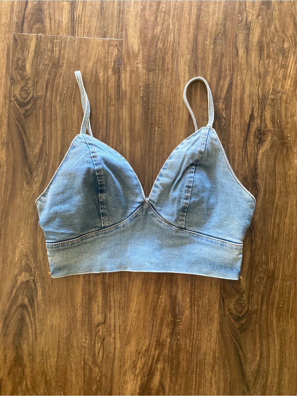 Denim Crop Bralette Top - Blue